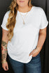 Casual Solid Print Rolled Sleeve Round Neck Tee