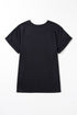 Casual Solid Print Rolled Sleeve Round Neck Tee