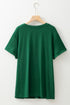 Casual Solid Print Rolled Sleeve Round Neck Tee