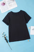 Casual Solid Print Rolled Sleeve Round Neck Tee