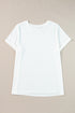 Casual Solid Print Rolled Sleeve Round Neck Tee