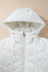Casual Solid Quilted Hooded Zip Up Puffer Jacket