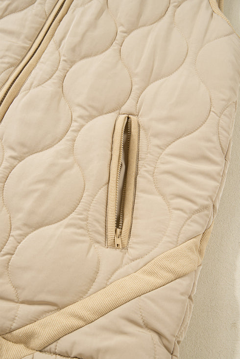 Casual Solid Quilted Padded Fleece Lined Vest