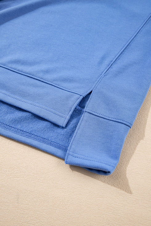 Casual Solid Short Sleeve Zip Front Hoodie Short Sets
