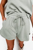 Casual Solid Sleeveless Quarter Zip Drawstring Short Set