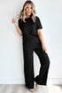 Casual Solid T Shirt Wide Leg Pant Set