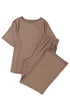 Casual Solid T Shirt Wide Leg Pant Set