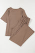 Casual Solid T Shirt Wide Leg Pant Set