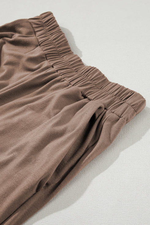 Casual Solid T Shirt Wide Leg Pant Set