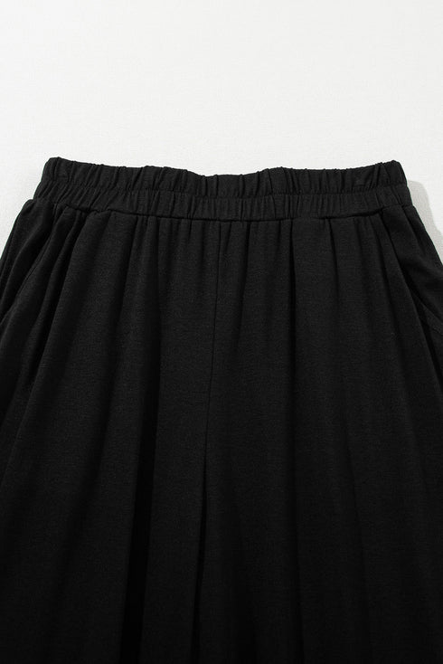 Casual Solid T Shirt Wide Leg Pant Set