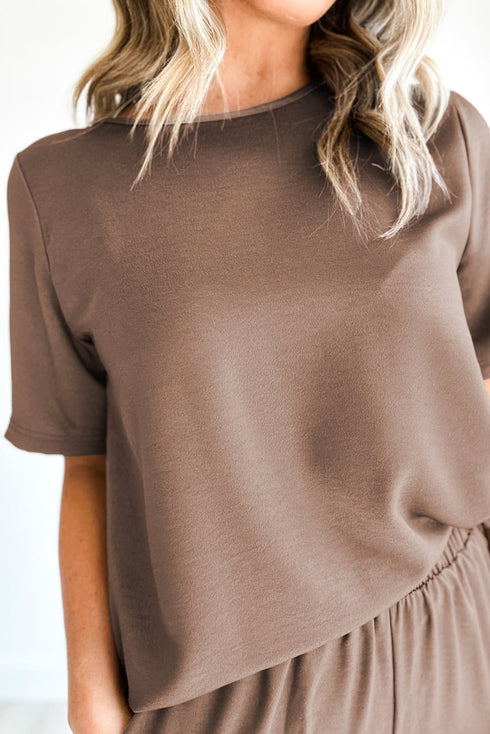 Casual Solid T Shirt Wide Leg Pant Set
