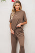 Casual Solid T Shirt Wide Leg Pant Set
