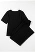 Casual Solid T Shirt Wide Leg Pant Set