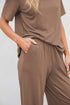 Casual Solid T Shirt Wide Leg Pant Set