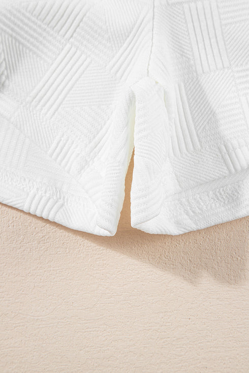 Casual Solid Textured Cropped Hoodie Two Piece Short Set