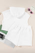 Casual Solid Textured Cropped Hoodie Two Piece Short Set