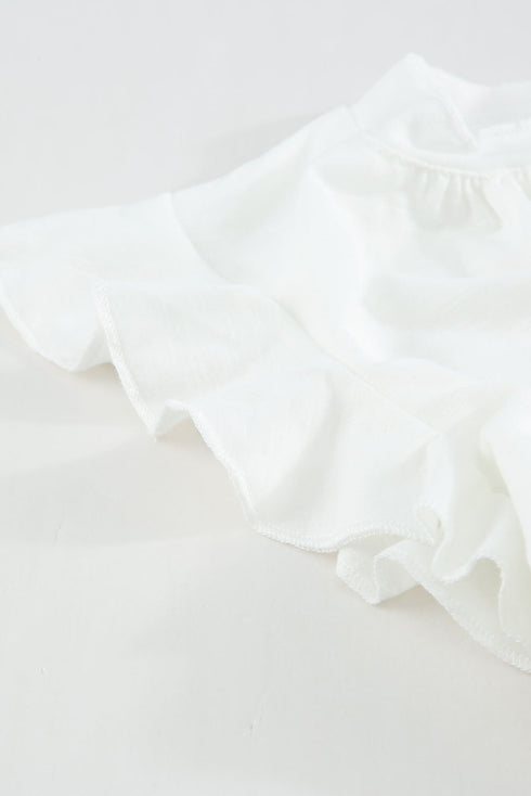 Casual Solid V Neck Butterfly Sleeve Tee