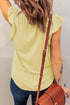 Casual Solid V Neck Butterfly Sleeve Tee