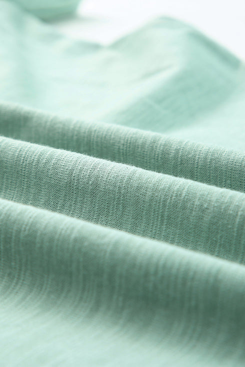 Casual Solid V Neck Butterfly Sleeve Tee