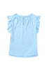 Casual Solid V Neck Butterfly Sleeve Tee