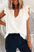 Casual Solid V Neck Butterfly Sleeve Tee