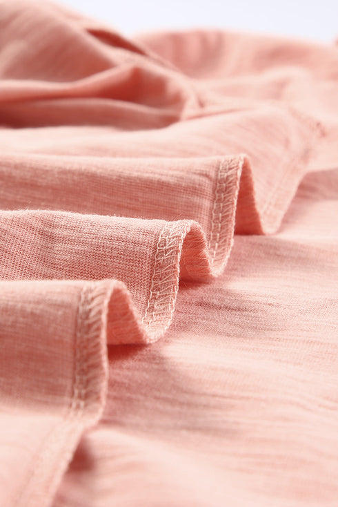 Casual Solid V Neck Butterfly Sleeve Tee