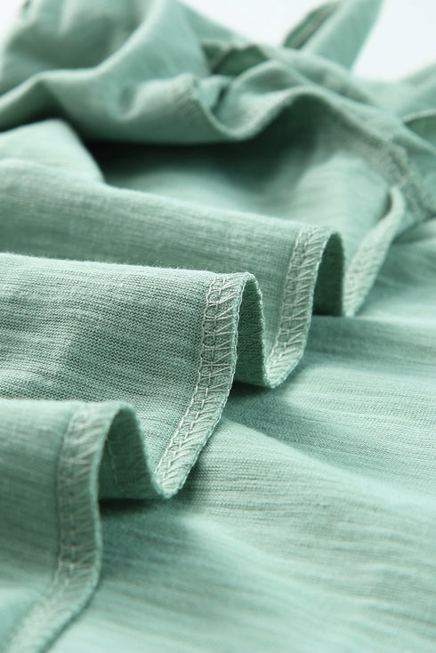 Casual Solid V Neck Butterfly Sleeve Tee