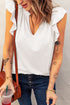 Casual Solid V Neck Butterfly Sleeve Tee