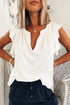 Casual Solid V Neck Butterfly Sleeve Tee