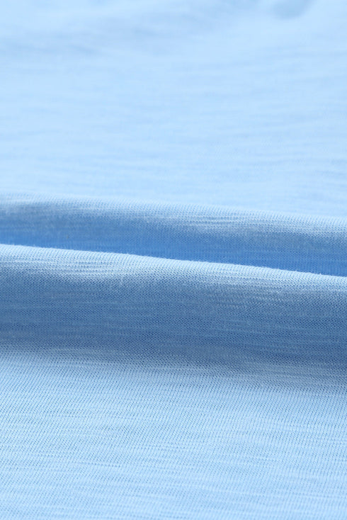 Casual Solid V Neck Butterfly Sleeve Tee