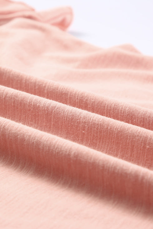 Casual Solid V Neck Butterfly Sleeve Tee