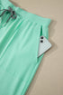 Casual Solid V Neck Tee And Drawstring Pants Loungewear