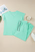 Casual Solid V Neck Tee And Drawstring Pants Loungewear