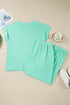 Casual Solid V Neck Tee And Drawstring Pants Loungewear