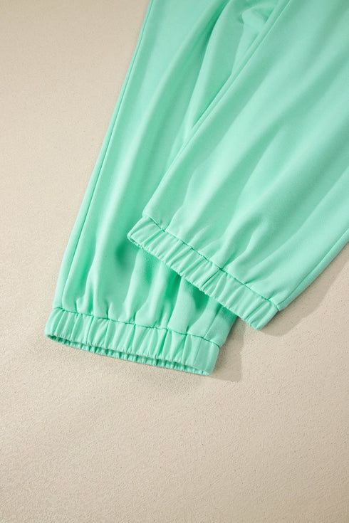 Casual Solid V Neck Tee And Drawstring Pants Loungewear