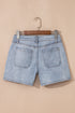 Casual Solid Washed High Rise Denim Shorts