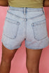 Casual Solid Washed High Rise Denim Shorts