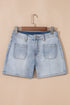 Casual Solid Washed High Rise Denim Shorts