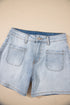 Casual Solid Washed High Rise Denim Shorts