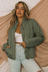 Casual Solid Zip Up Quilted Pocket Jacket