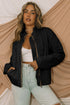 Casual Solid Zip Up Quilted Pocket Jacket