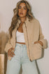 Casual Solid Zip Up Quilted Pocket Jacket