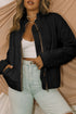 Casual Solid Zip Up Quilted Pocket Jacket