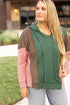 Casual Spliced Patchwork V Neck Pullover Hoodie