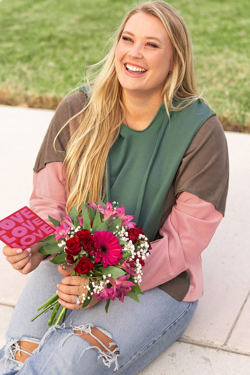 Casual Spliced Patchwork V Neck Pullover Hoodie