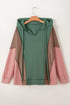 Casual Spliced Patchwork V Neck Pullover Hoodie