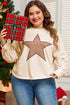 Casual Star Print Studded Crew Neck Long Sleeve Top