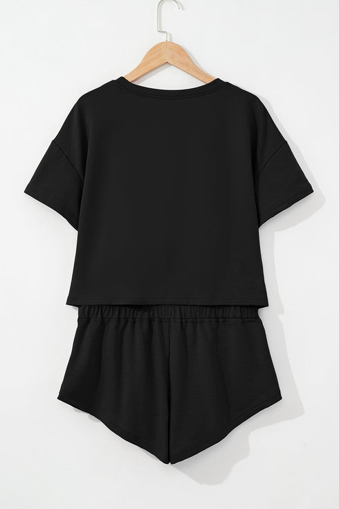 Casual Stars and Stripes Bow Graphic Tee And Smocked Skort Set