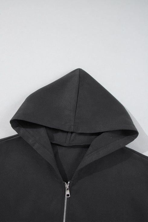 Casual Stretch Zip Up Hooded Coat