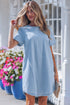 Casual Striped Button Back Denim T Shirt Mini Dress